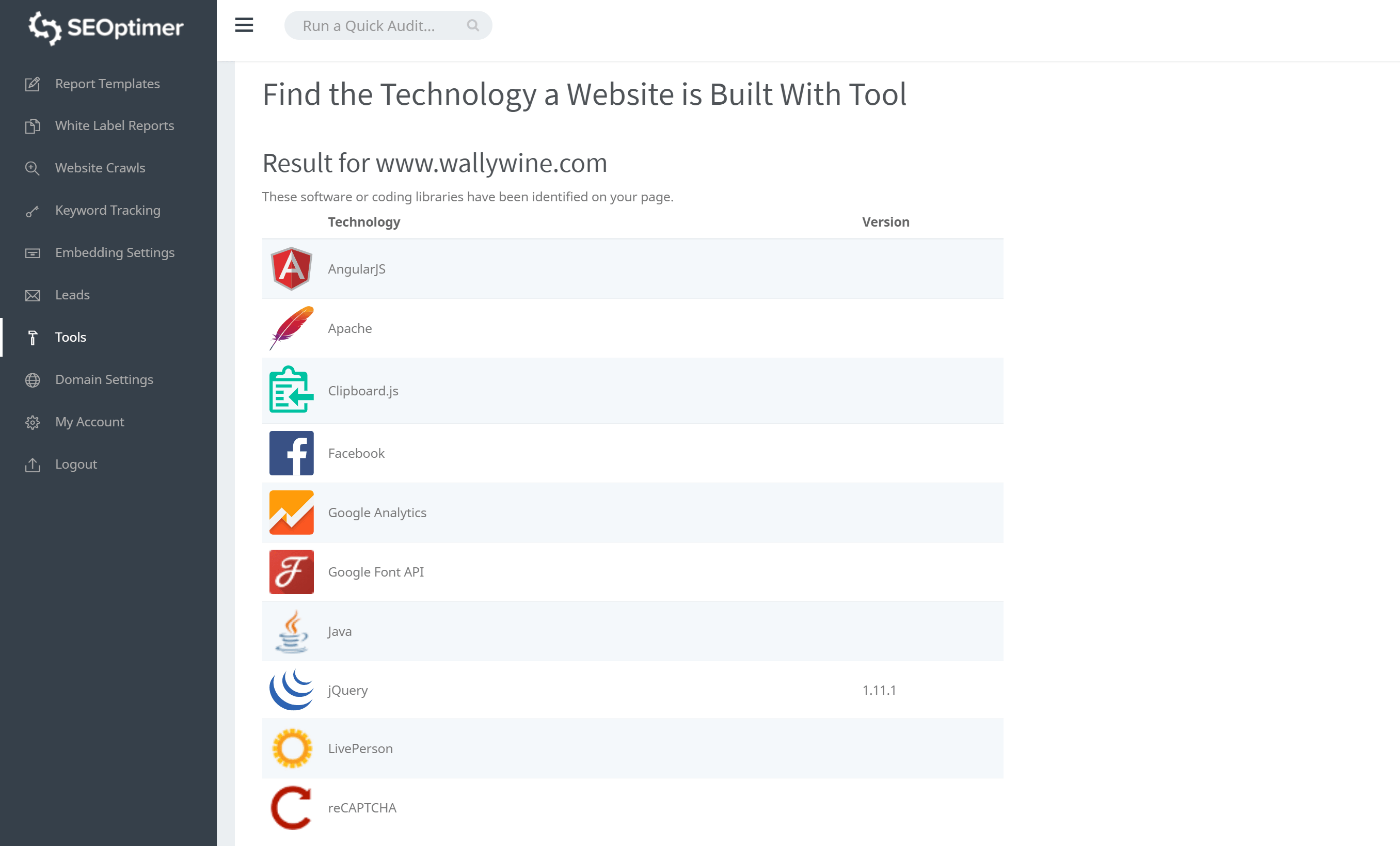 Trouvez la technologie avec laquelle un site web est construit